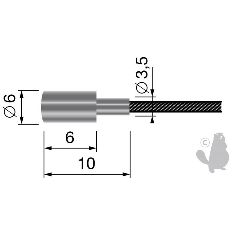 Câble souple 19 fils à embout cylindrique totale:2500mm 