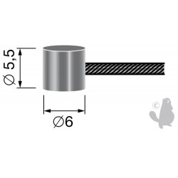 Câble souple 19 fils à embout tonneau 6 x 5,5mm