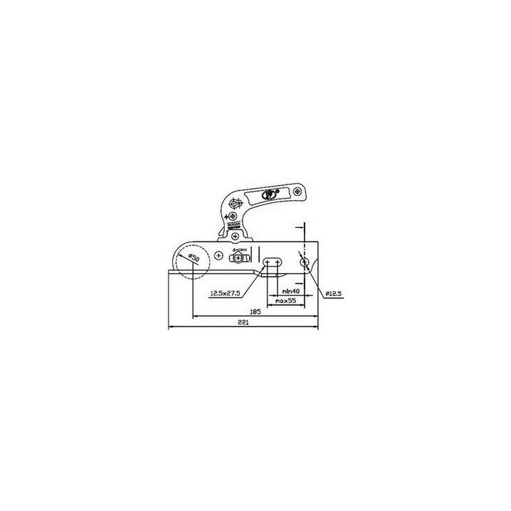 Tête d'attelage remorque Rond 35 -40 -45-50mm 2300kg