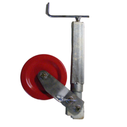 Roue jockey remorque benne porte engin carré 70mm roue métal