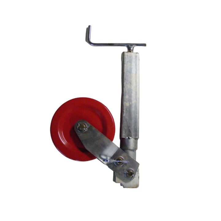 Roue jockey remorque benne porte engin carré 70mm roue métal