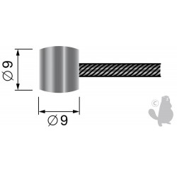 Câble souple 19 fils à embout tonneau 9 x 9mm. L. totale: 2500mm 