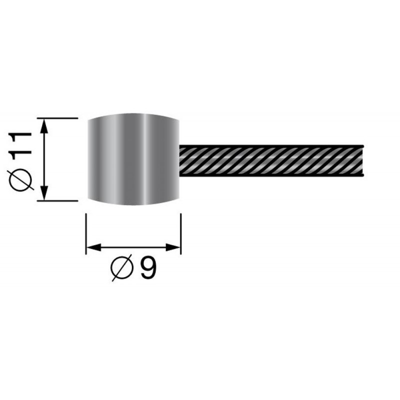 Câble souple 19 fils à embout tonneau 9x11mm