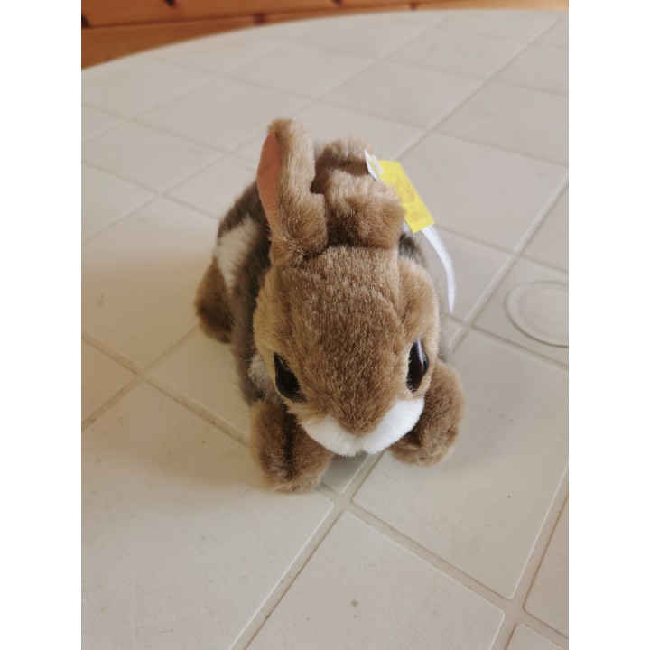 Peluche lapin couché Plush's co GRIS déstockage
