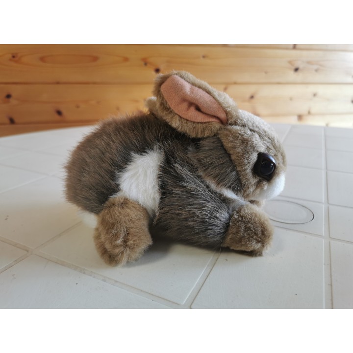 Peluche lapin couché Plush's co GRIS déstockage